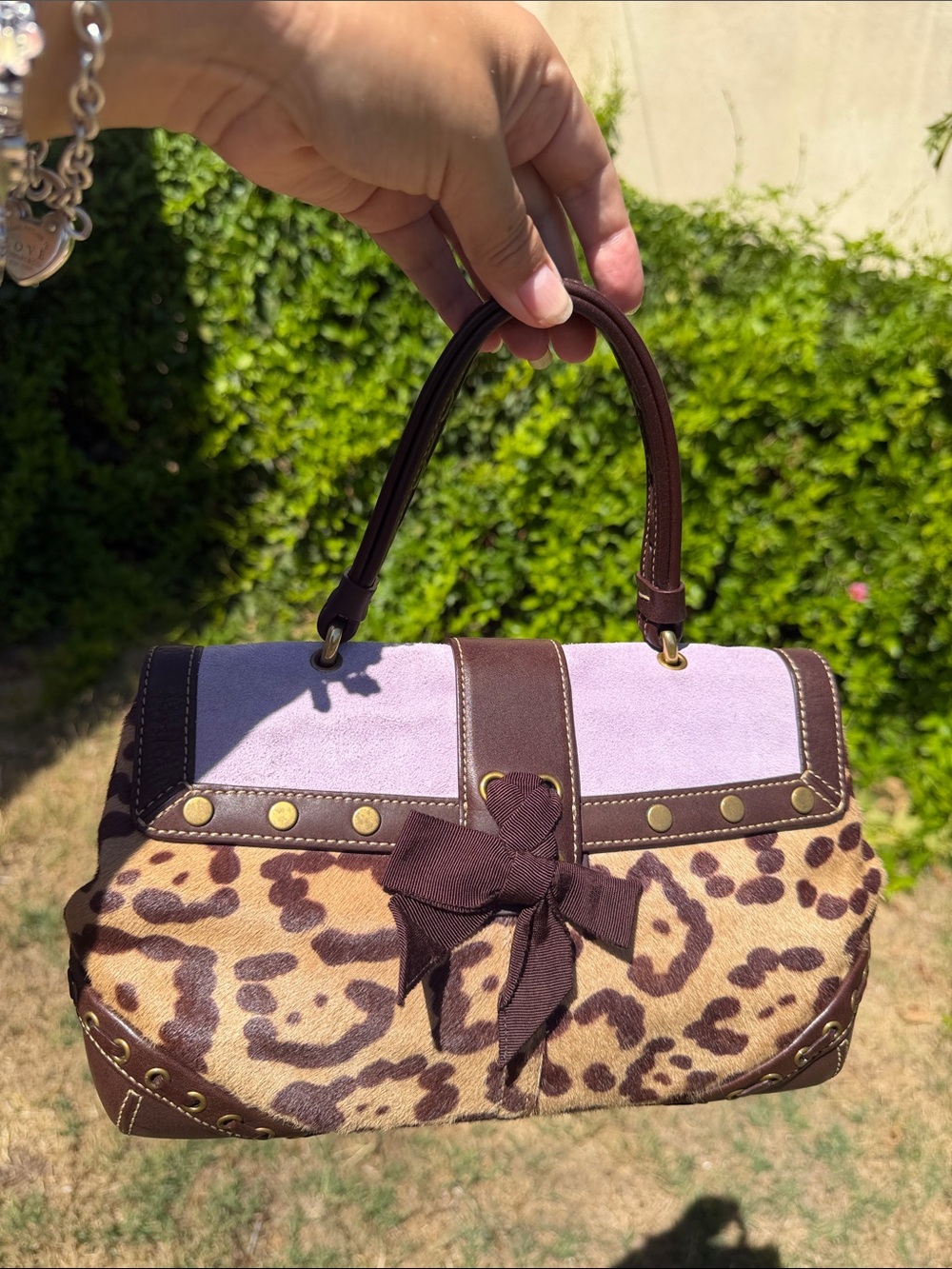 HTF Rare Vintage Coach Madison Ocelot haircalf suede bag & matching wristlet - Picture 5 of 17